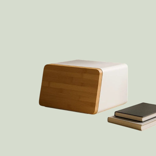 Bamboo bread box with ventilated lid