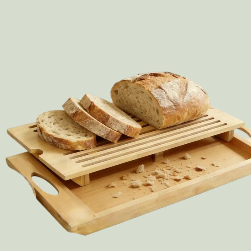 Bamboo Bread Cutting Board with Crumb Tray