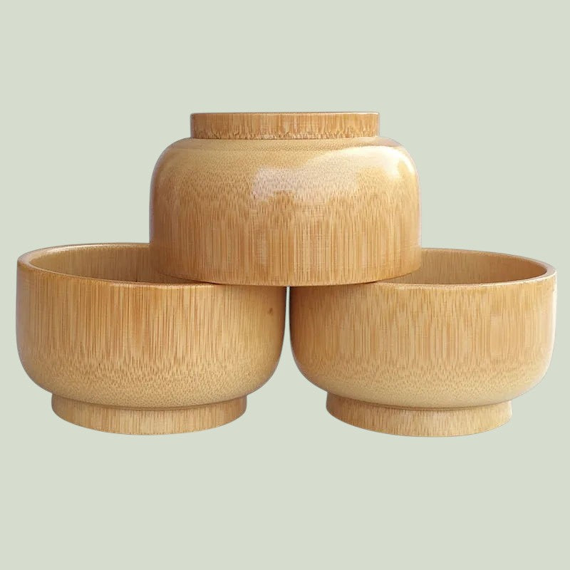 Natural bamboo rice bowl