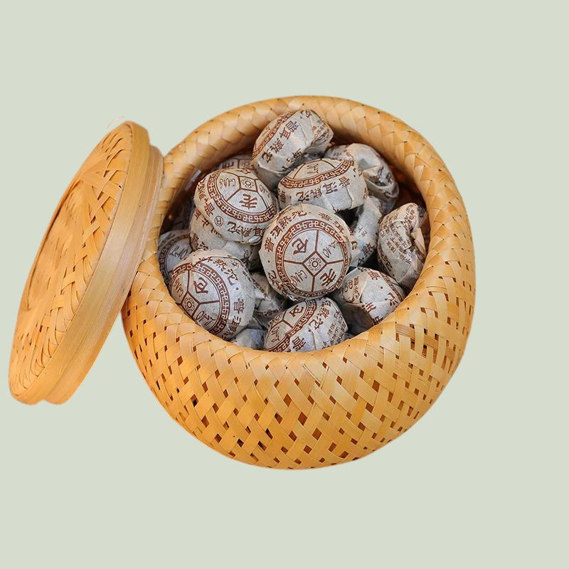 Handwoven bamboo storage basket