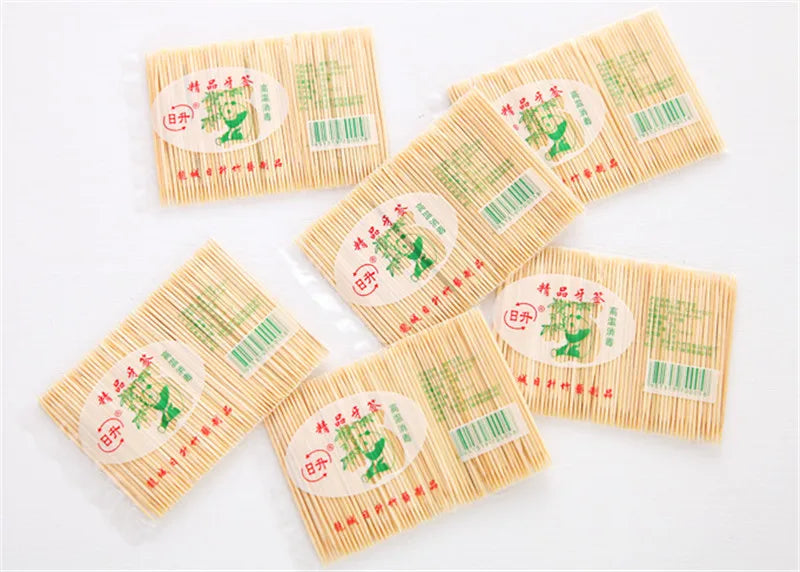 200PCS/Box Bamboo Toothpick Disposable Natural Toothpicks Family Restaurant Accessories Fruit Single Sharp Tooth Sticks