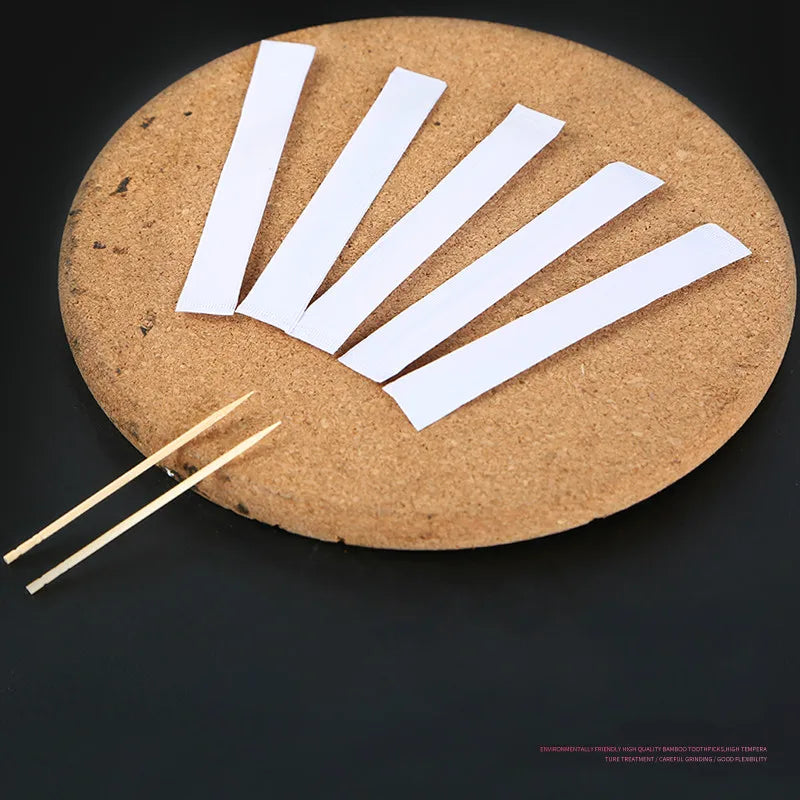 Portable Disposable Individually Wrapped Natural Bamboo Toothpick Family Fruit Single Sharp Tooth Sticks Hotel Restaurant 1000pc
