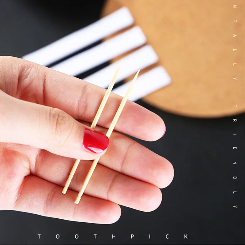 Portable Disposable Individually Wrapped Natural Bamboo Toothpick Family Fruit Single Sharp Tooth Sticks Hotel Restaurant 1000pc