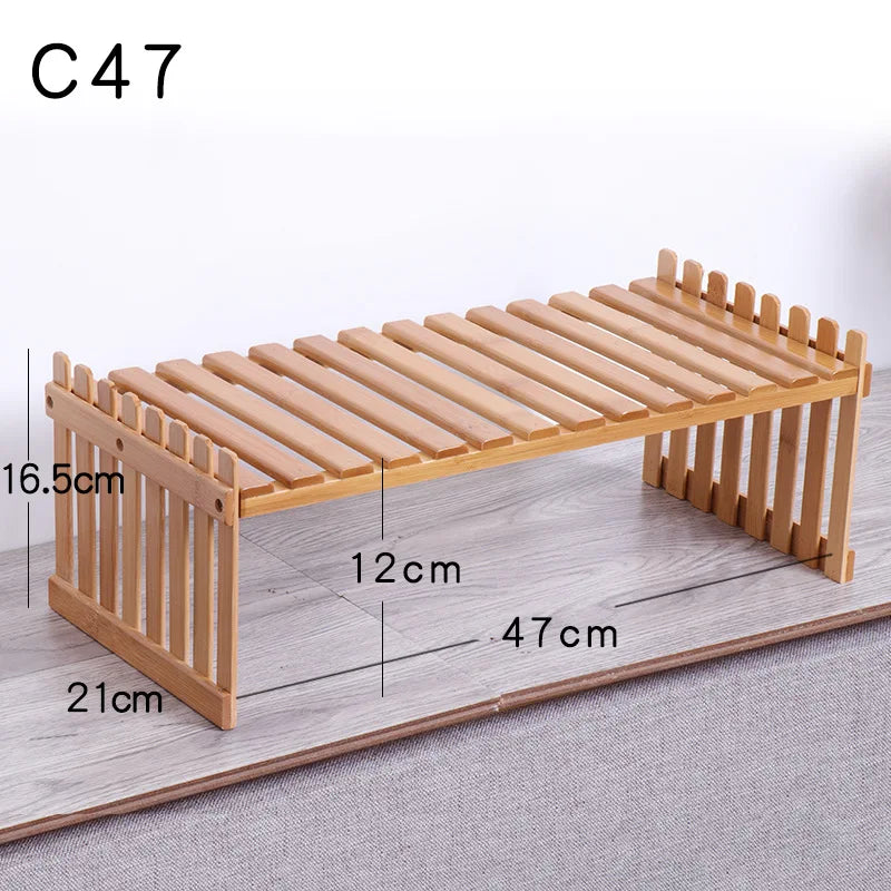 Made of Bamboo Flower Stand Potted Plant Shelf Flower Display Stand Bamboo Wood Storage Rack Garden Organizer
