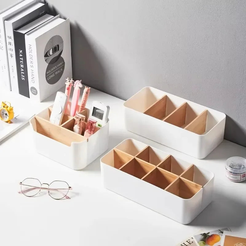 Sustainable Modular Wooden Organizer Box - Foldable Bamboo Basket for Home Storage, Bathroom Towels & Kitchen Essentials