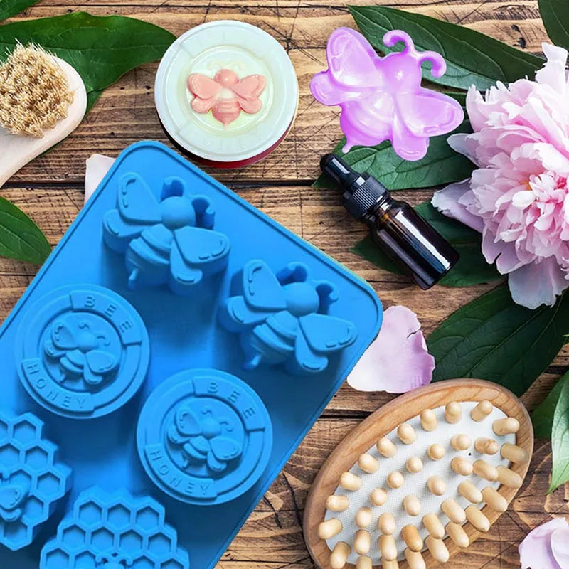 Bee Silicone Mold For Soap Making Supplies Honeybee Homemade Bath Bombs Wax Metls Beeswax Lotion Bars Chocolate Candle Tools