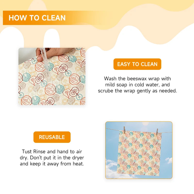9Pack Reusable Beeswax Wraps, Ecp Friendly Beeswax Food Wrap, Bread Sandwich Wrapper, Reusable & Organic Cotton Food Wraps