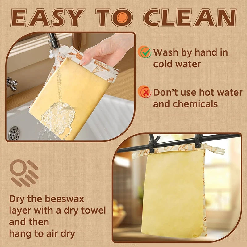Sourdough Bread Bags Reusable Beeswax Bread Bags Large Homemade Bread Storage Bags Food Grade Cotton Beeswax Bags
