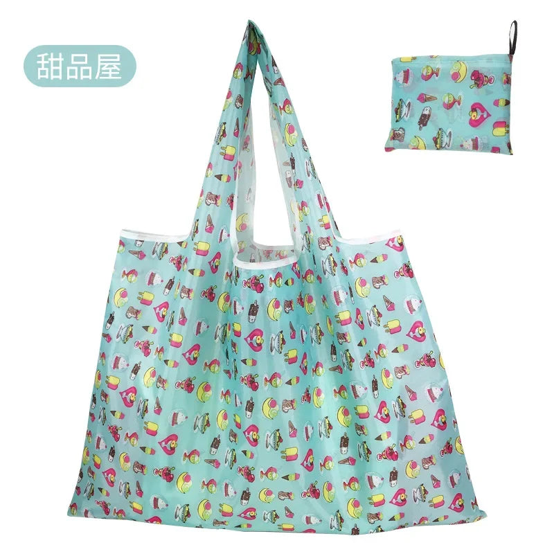 Reusable Shopping Bags Foldable Large Size Women Shopping Bags Totes Heavy Duty Washable Cloth Grocery Bags Eco-Friendly Bags