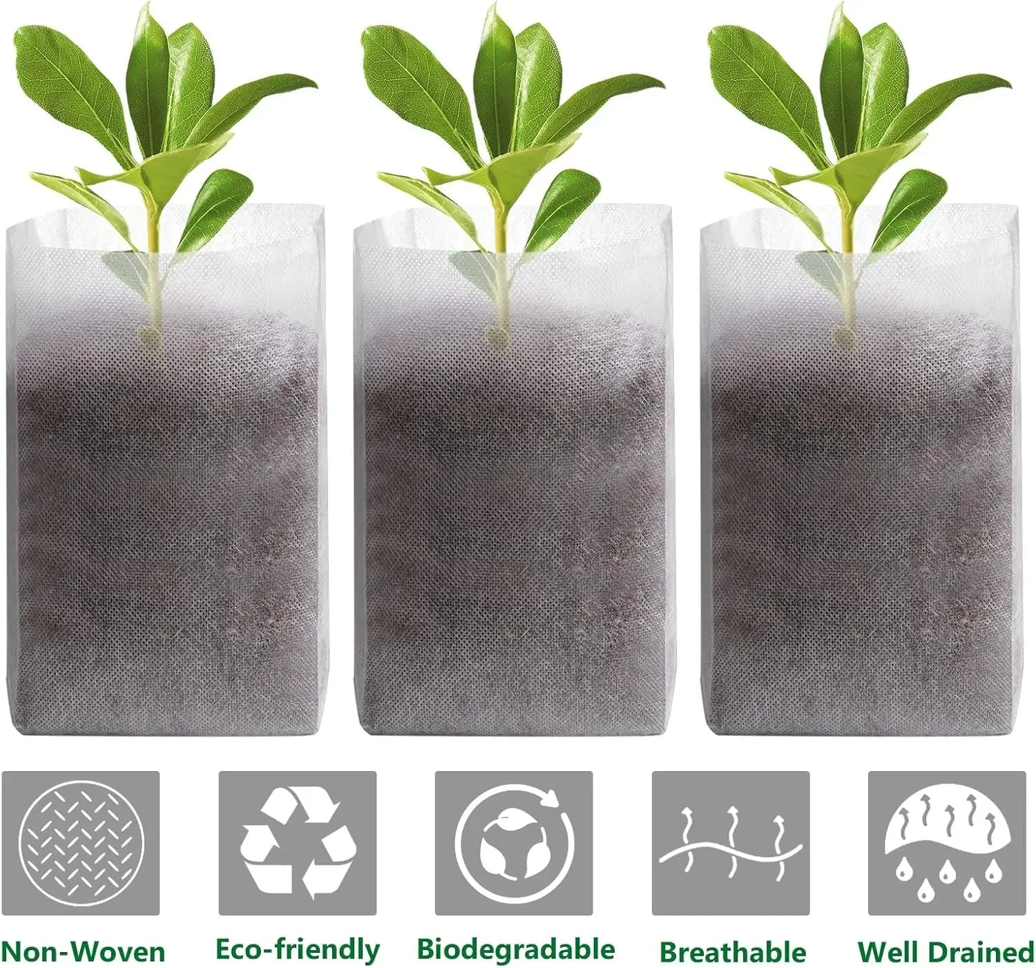 Eco-Friendly Fabric Seedling Bags Degradable Non-Woven Plant Pots for Gardening Breathable Nursery Containers for Vegetables
