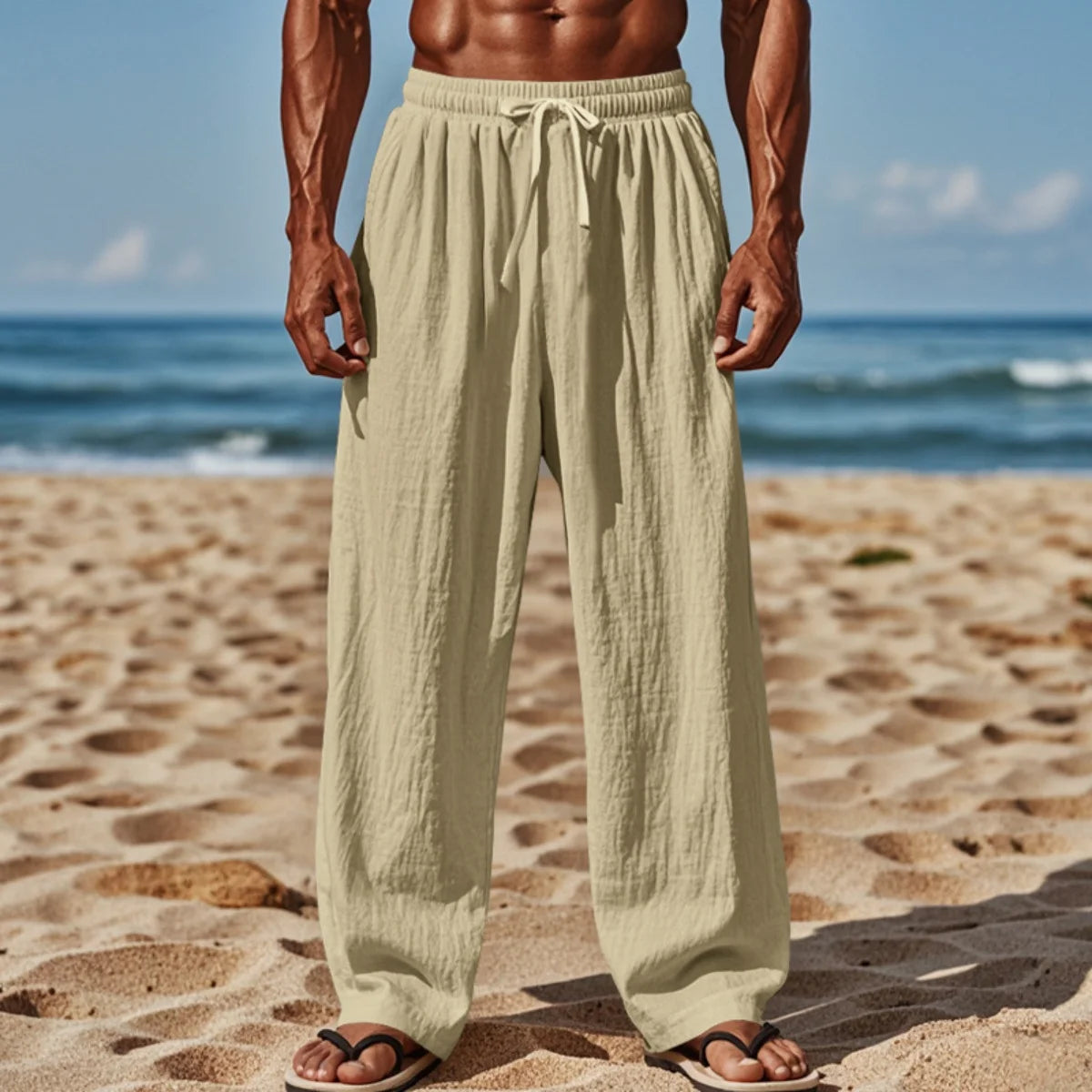 Men's New Cotton Hemp Casual Pants