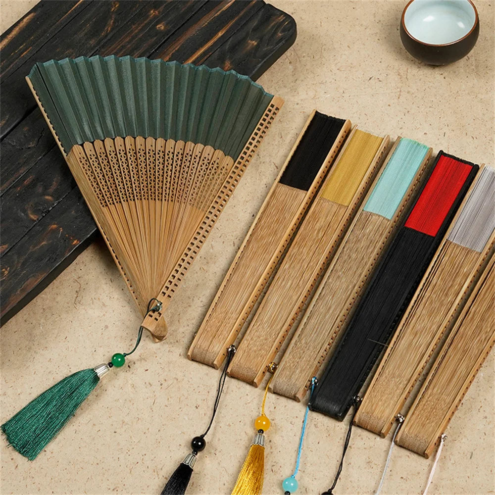 New Bamboo Folding Fan Chinese StyleFan Classical Carving Craft Fans Portable Summer Female Dance Hand Held Fan Gift Home Decor