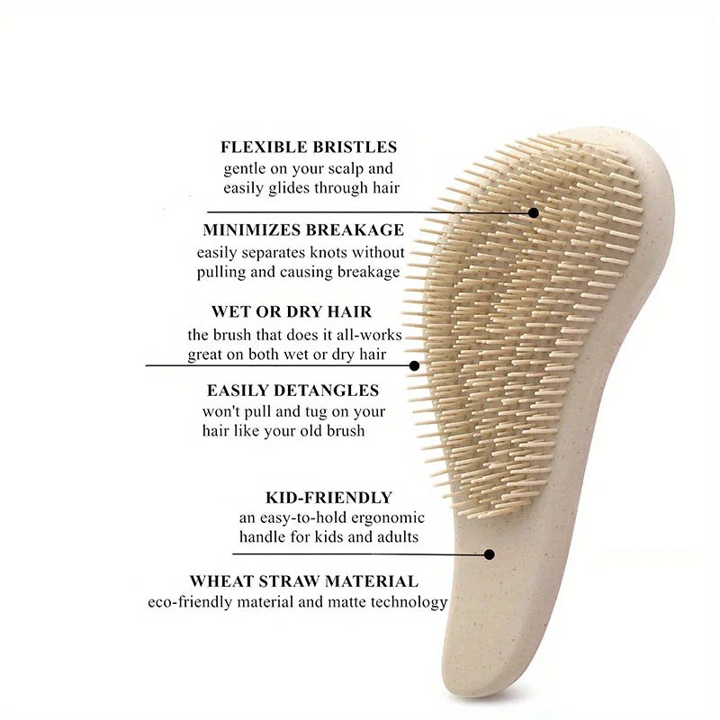 Eco-Friendly Hair Brush Set Soft Bristles & Portable Silicone Scalp Massager with Colorful Gift Set - for Normal Hair Types
