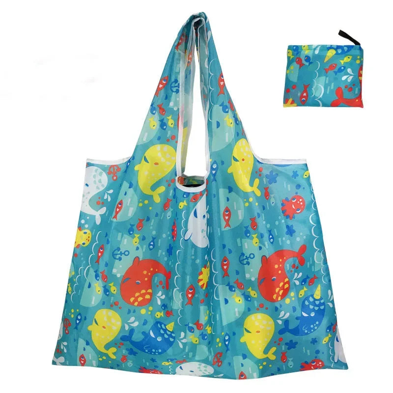 Reusable Shopping Bags Foldable Large Size Women Shopping Bags Totes Heavy Duty Washable Cloth Grocery Bags Eco-Friendly Bags