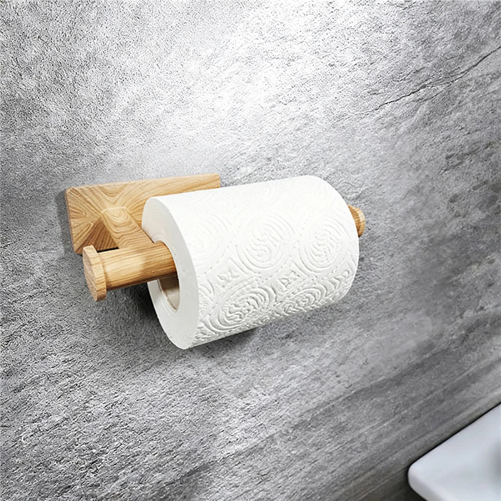 Eco-friendly wood grain Multi-Hook Effortlessly hang towels toilet paper, keys small tools Space-saving design with strong load