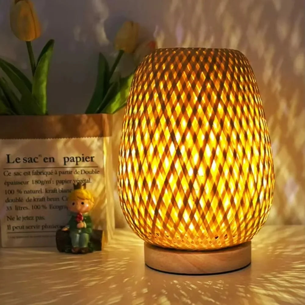 Bamboo Woven lamp Simple Bedroom Study Table Lamp Bedside Table Lamp Bamboo art Warm Decoration Desktop Decoration Table Lamp