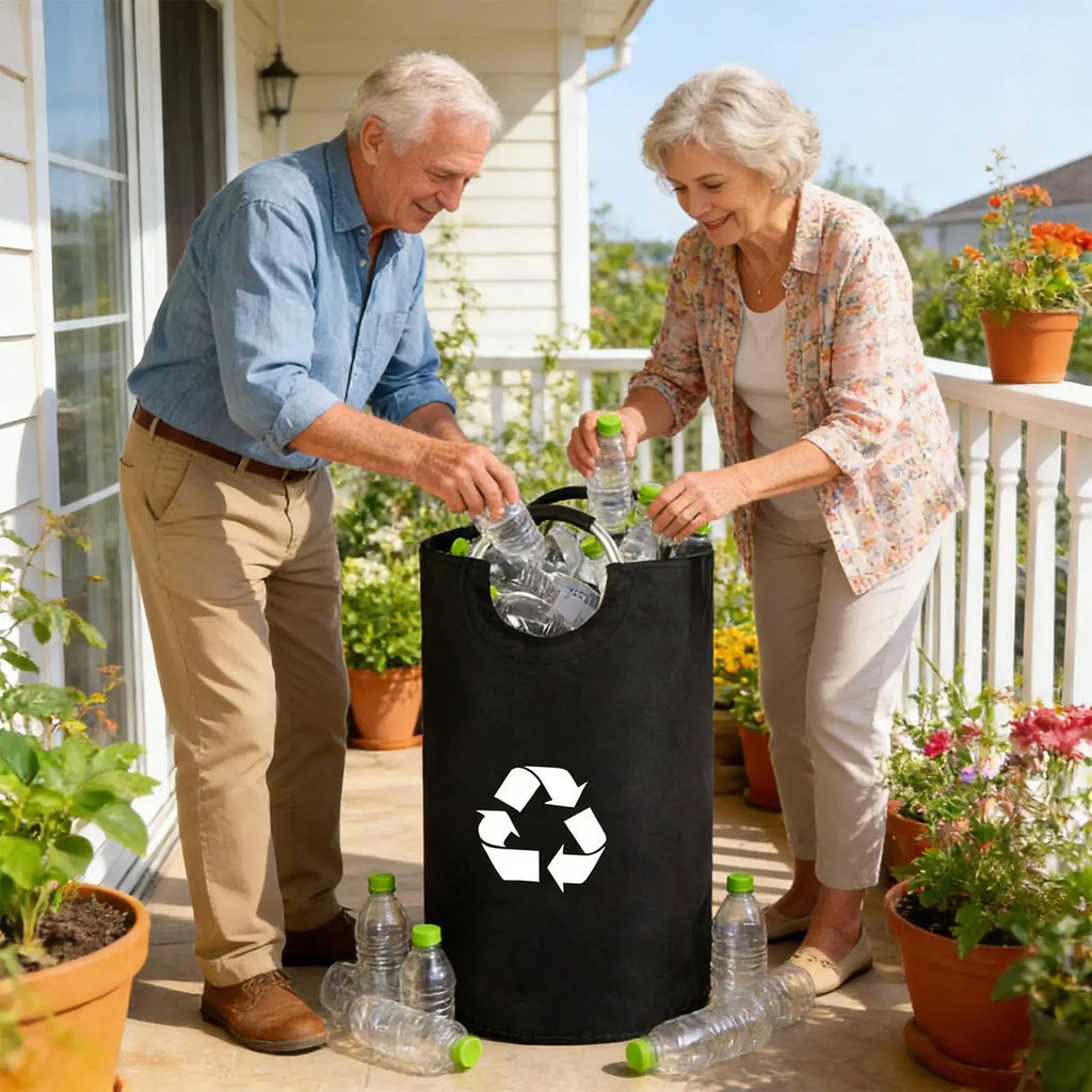 Indoor Recycling Bins For Kitchen 82L Oxford Folding Storage Recycling Garbage Can For Home Dorm Laundry Room Garage Bedroom