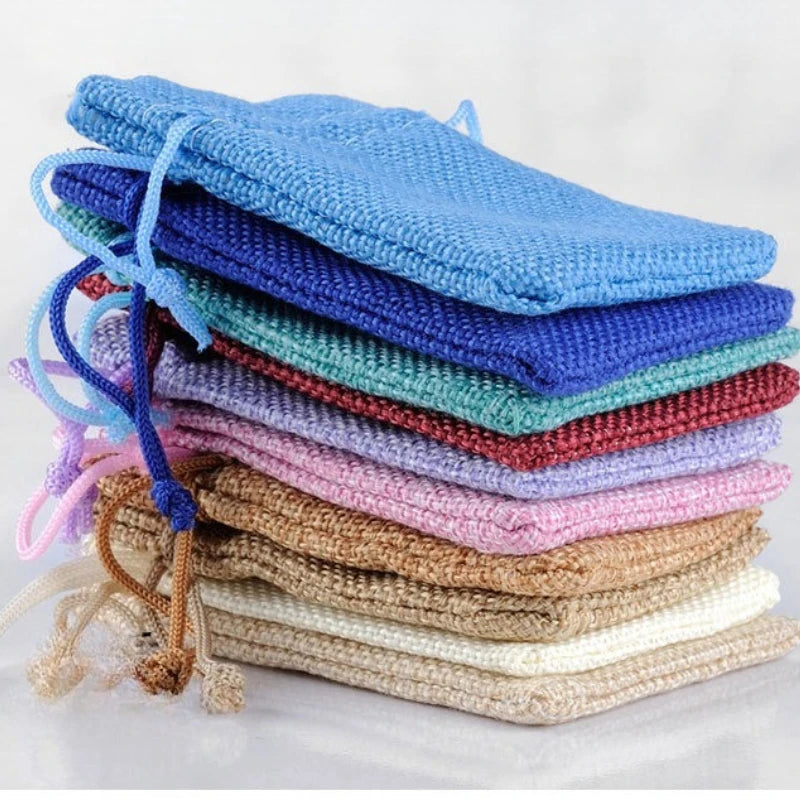 10pcs/lotNatural Hemp Bag Drawstring Hemp Gift Bag Wedding Birthday Party Valentine's Day Gift Storage Children's Candy Gift Bag