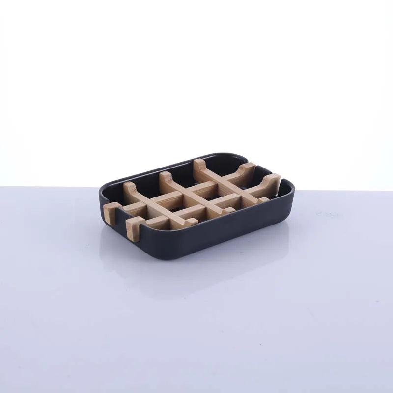 Bamboo Soap Bamboo Eco-friendly Portable Soap Dish with Handcrafted Wooden Holder and Tray for Bathroom Storage