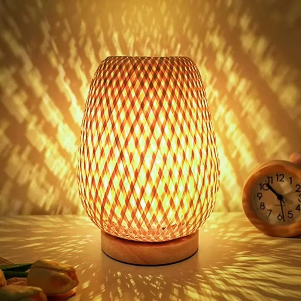 Bamboo Woven lamp Simple Bedroom Study Table Lamp Bedside Table Lamp Bamboo art Warm Decoration Desktop Decoration Table Lamp