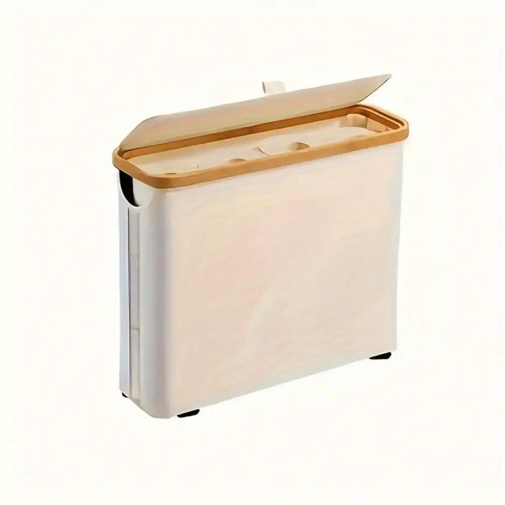 Bamboo Toilet Paper Holder , Multi-Functional Collapsible Bathroom, Bedroom, Dormitory Storage Basket, Laundry Basket