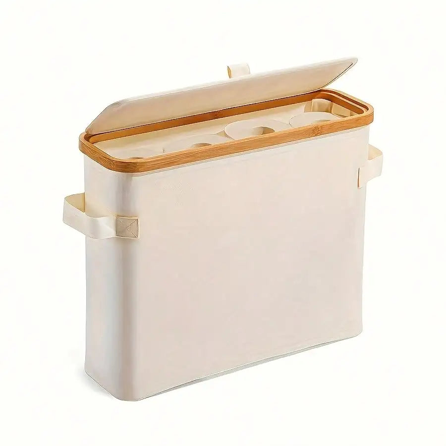 Bamboo Toilet Paper Holder , Multi-Functional Collapsible Bathroom, Bedroom, Dormitory Storage Basket, Laundry Basket