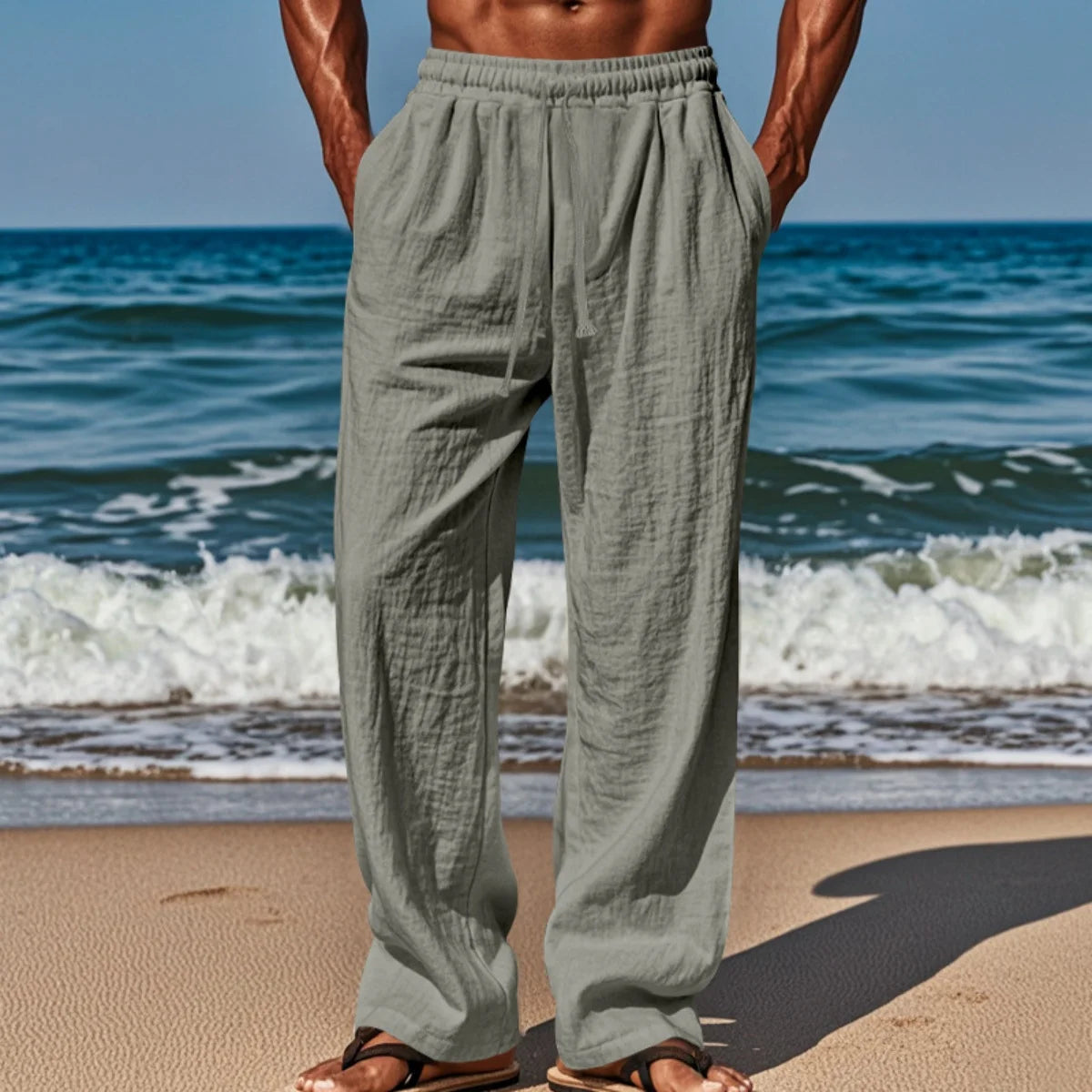 Men's New Cotton Hemp Casual Pants