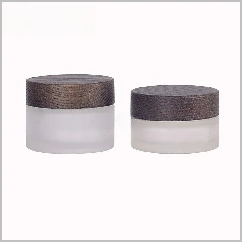 Wholesale 5pcs/lot 15g 30g 50g 100G 150g 200g Solid Wood Bamboo Cover Cosmetics Face Cream Bottle Frosted Glass Cream Bottles