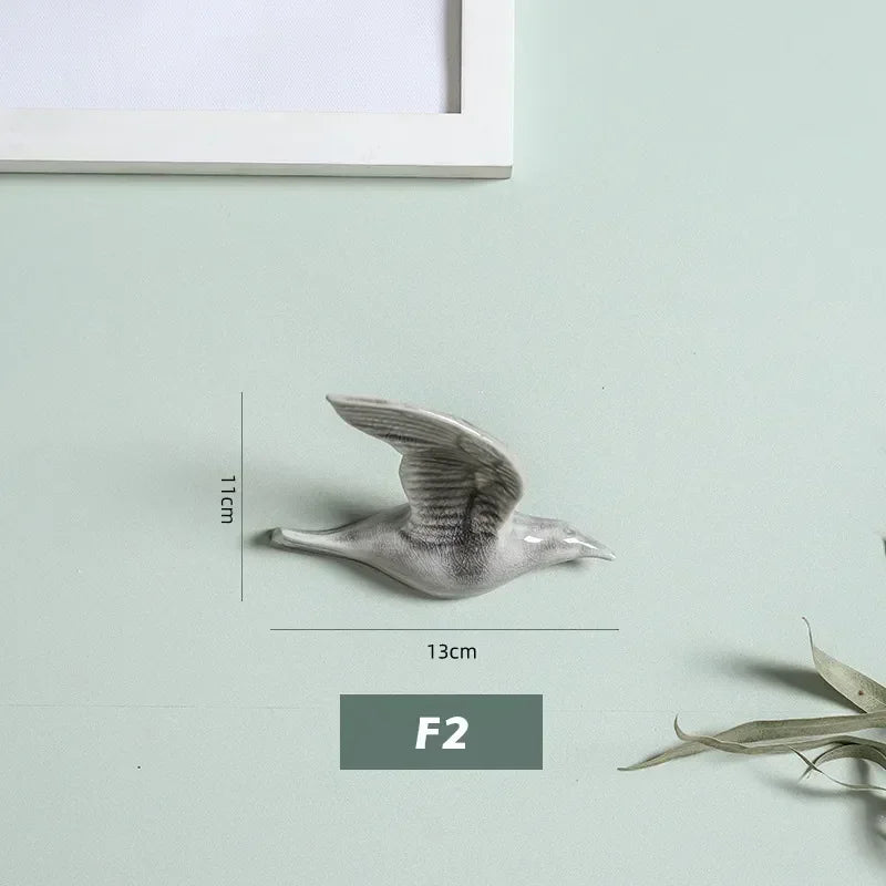 Eco-friendly Ceramics Birds 3d Wall Sticker Living Room Animal Figurine Murals Wall Background Decorative Home Decor Birds Cute