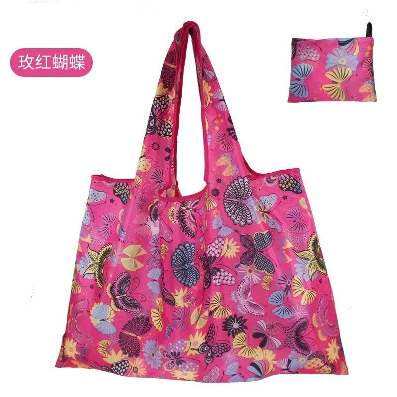 Reusable Shopping Bags Foldable Large Size Women Shopping Bags Totes Heavy Duty Washable Cloth Grocery Bags Eco-Friendly Bags