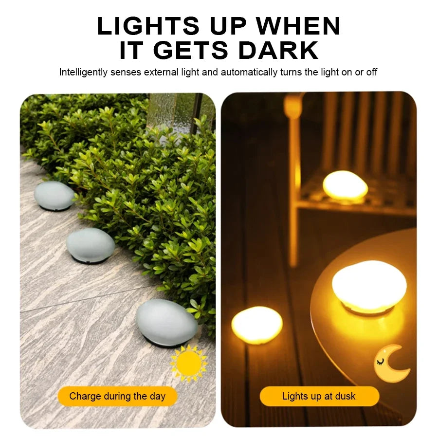 Solar Garden Lights Outdoor, Waterproof Solar Powered Stone Light，Outdoor Landscaping lights for Garden Pathway Yard Lawn light