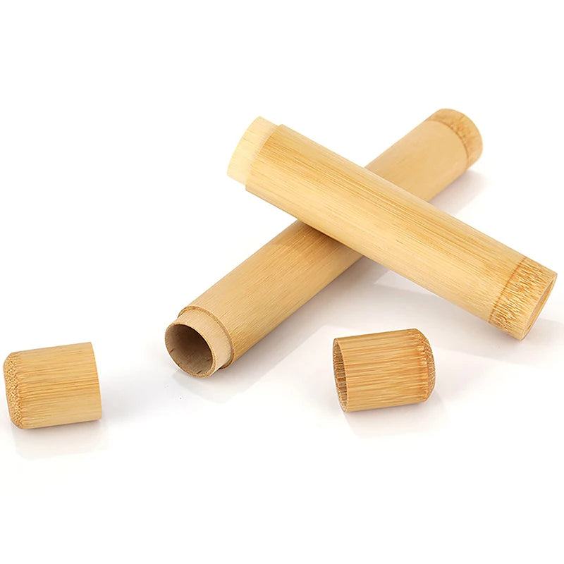 Natural Bamboo Case Eco Friendly Toothbrush Bamboo Tube 21cm For Adult Toothbrush Case Hand Made Tooth Brushes Accessories