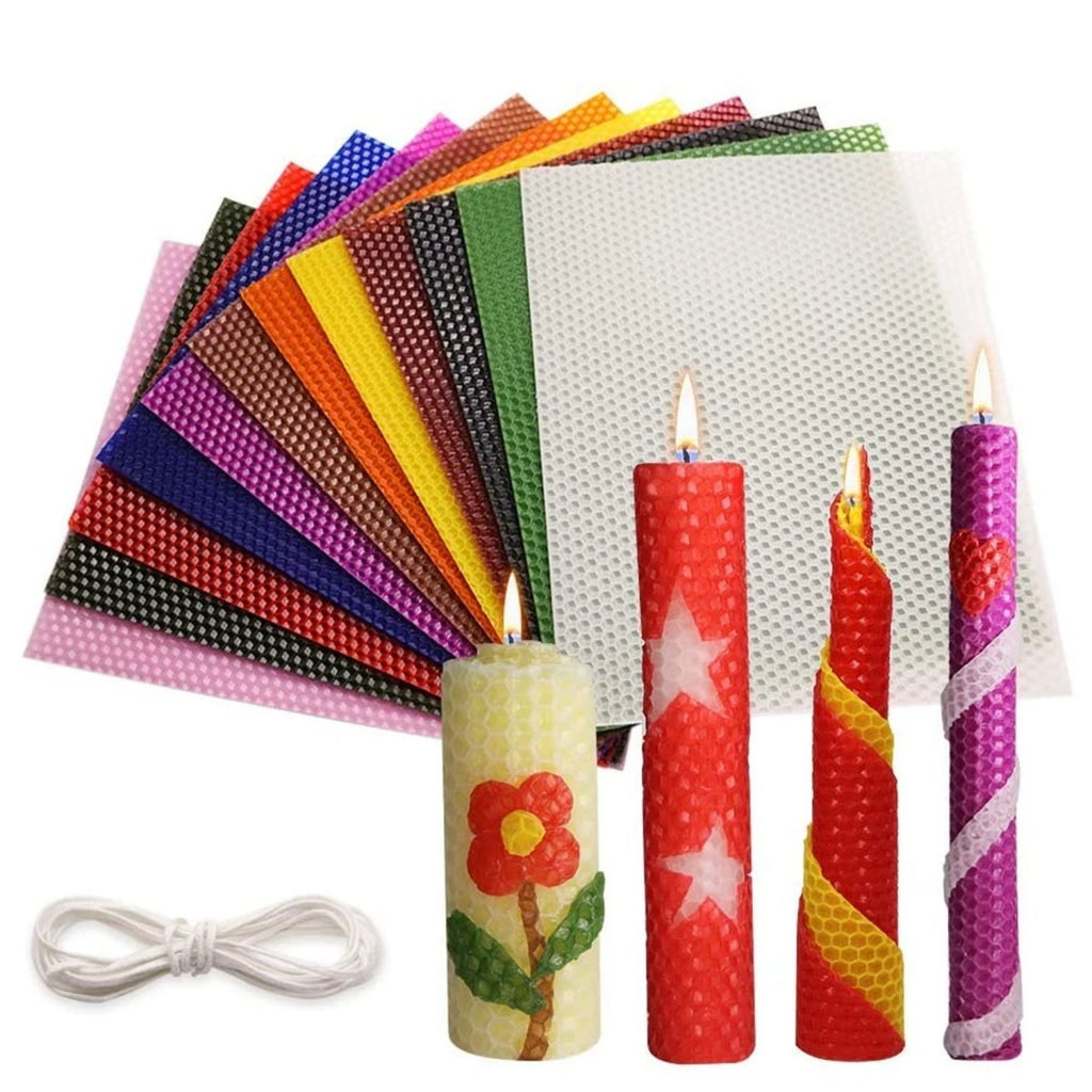 13pcs 20*20cm Color Beeswax Sheet Candle Roll Handmade Smokeless Candle Making Honeycomb Wax Slice Parent-child Activity Materia
