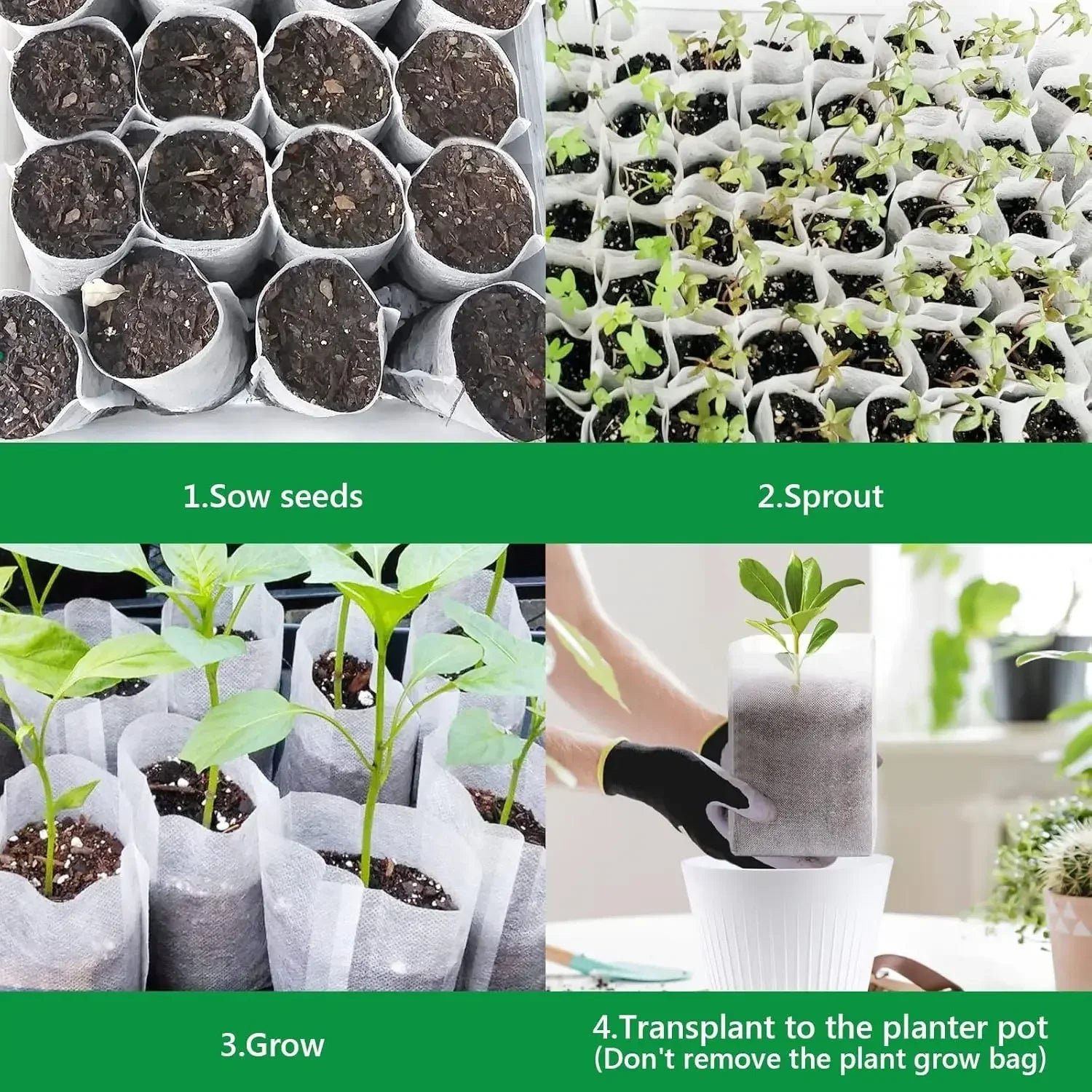 Eco-Friendly Fabric Seedling Bags Degradable Non-Woven Plant Pots for Gardening Breathable Nursery Containers for Vegetables