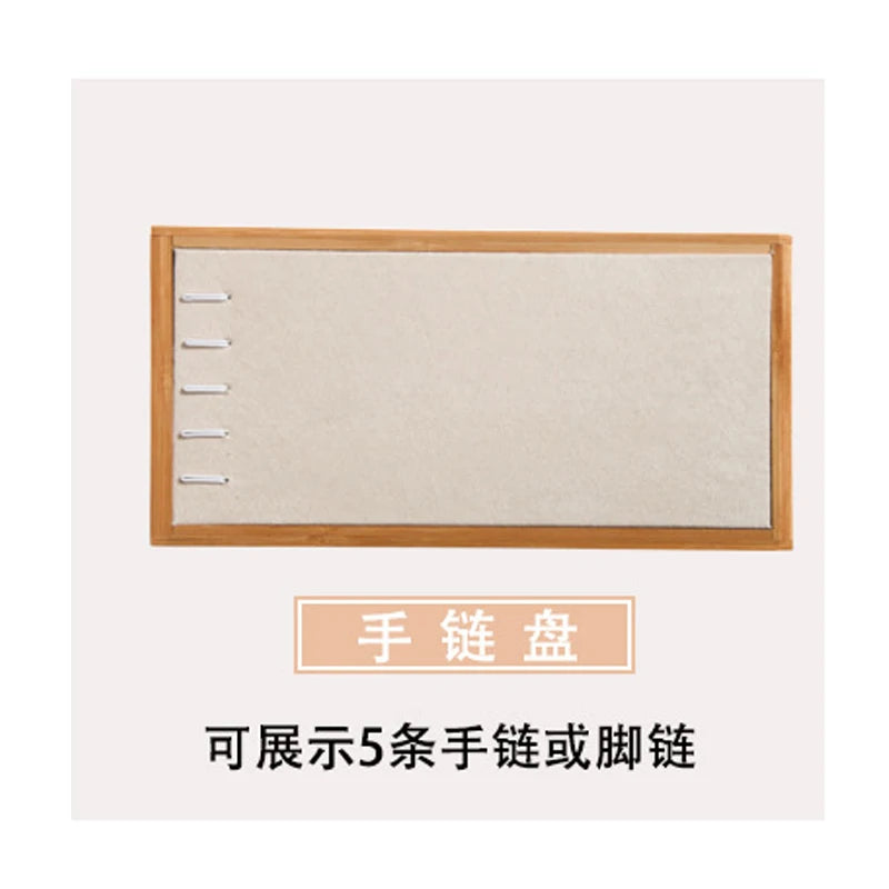 Natural Bamboo Solid Wood Jewelry Display Tray Necklace Ring Earring Storage Box Jewelry Display Plate