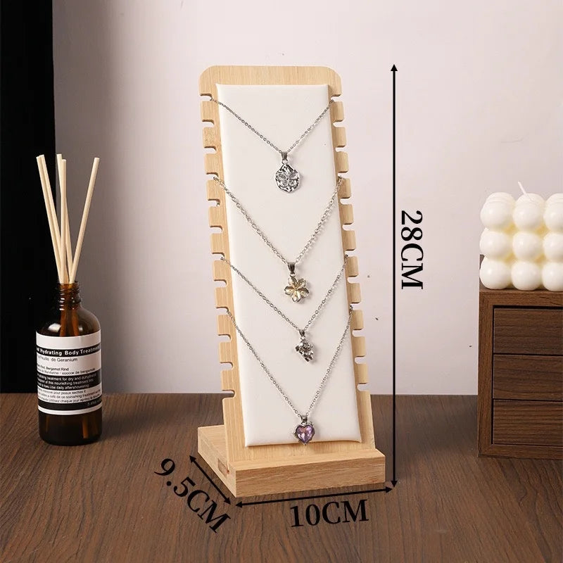 Bamboo and Wood Detachable Necklace Display Stand Hanging Rack Jewelry Pendant Display Stand Storage Rack