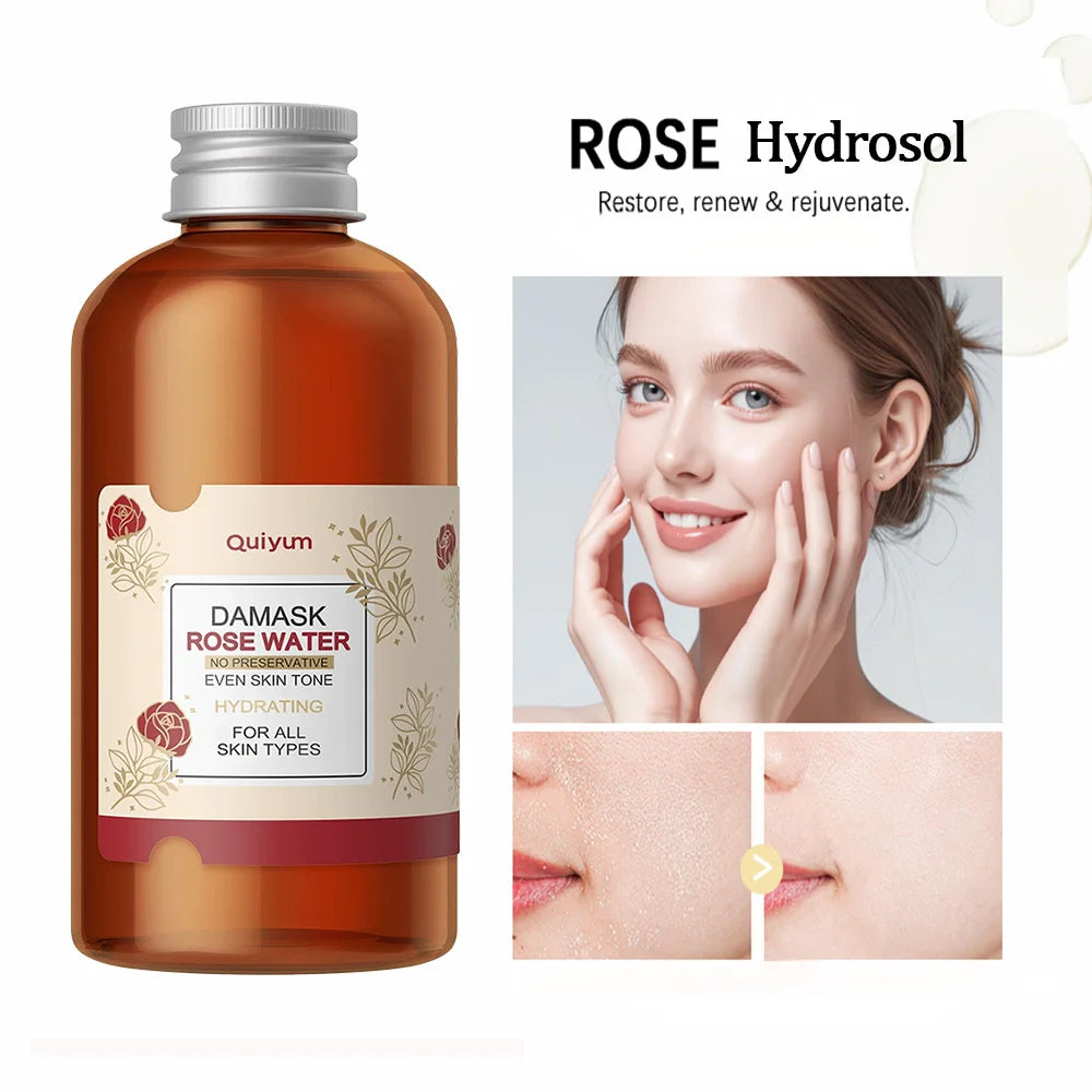 Rose Water For Face Facial Toner Organic Rose Petals Essence Moisturizing Serum Refresh Elastic Shrink Pores Skin Care