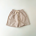 Hemp Cotton Striped Pants with  Elastic Waist