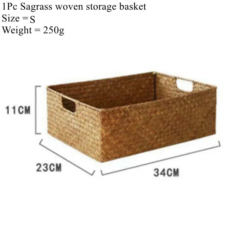 Zerolife Natural Woven Seagrass Basket, Straw Wicker Storage Container for Home Table, Fruit Bread Towels & Small Kitchen