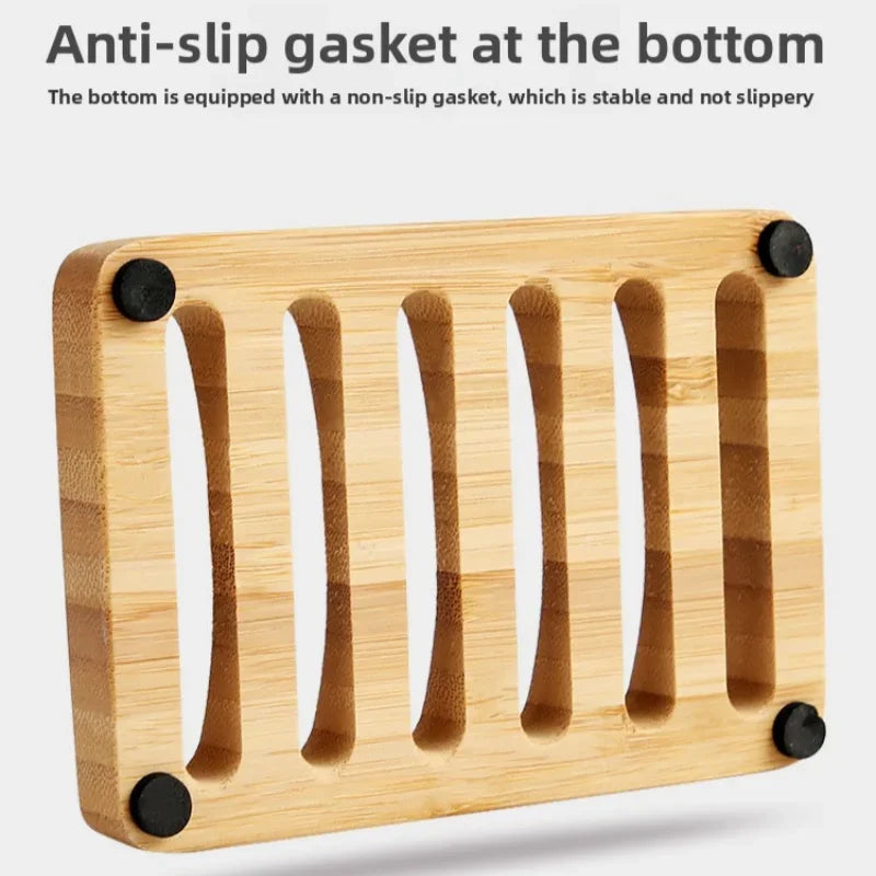 Bamboo Case Tray Wooden Prevent Mildew Drain Soap Box Natural Bamboo Tools Bath Soap Holder Container Bathroom Washroom Tools