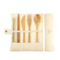 Bamboo Travel Tableware Reusable Bamboo Cutlery Set with Carrying Case Portable Wooden Dinnerware Bamboo Charcoal Toothbrush
