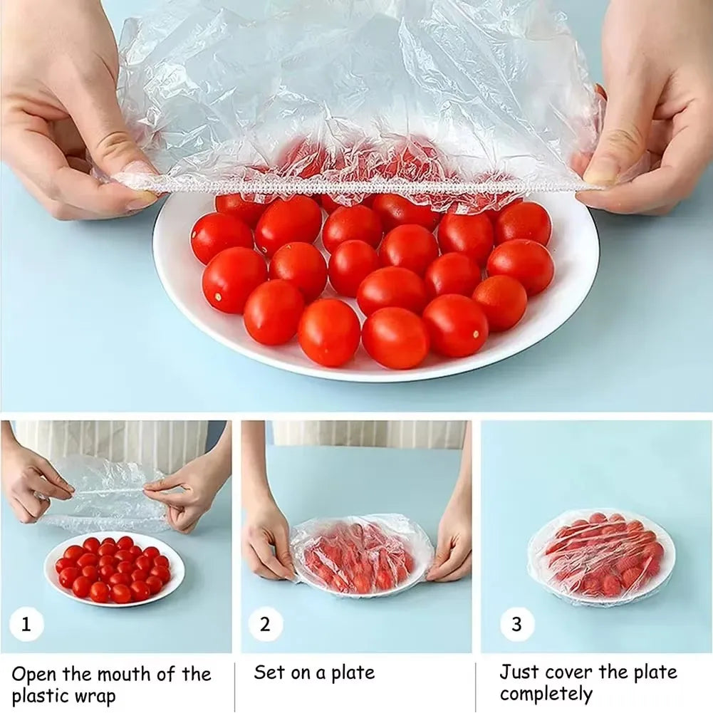 Reusable Disposable Food Cover Plastic Wrap Durable Elastic Food Lids for Bowls Elastic Plate Covers for Kitchen Food Saver Bag