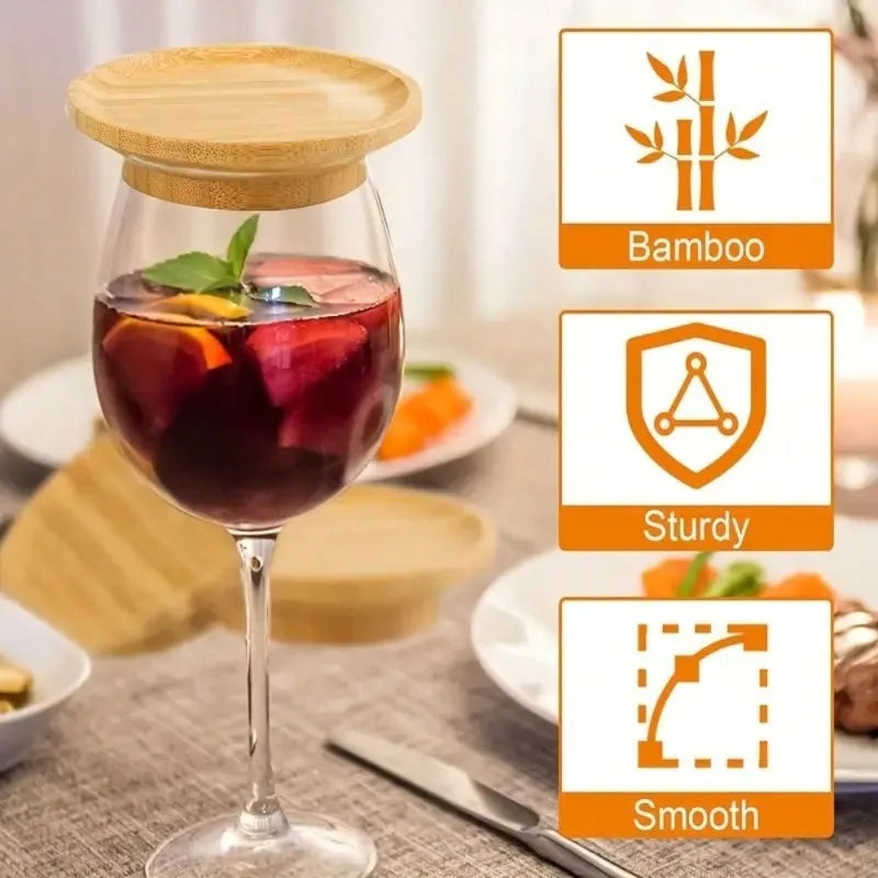 Eco-Friendly Bamboo Charcuterie Board Set with Round Appetizer Plates and Wine Glass Coasters Perfect for Parties Restaurants