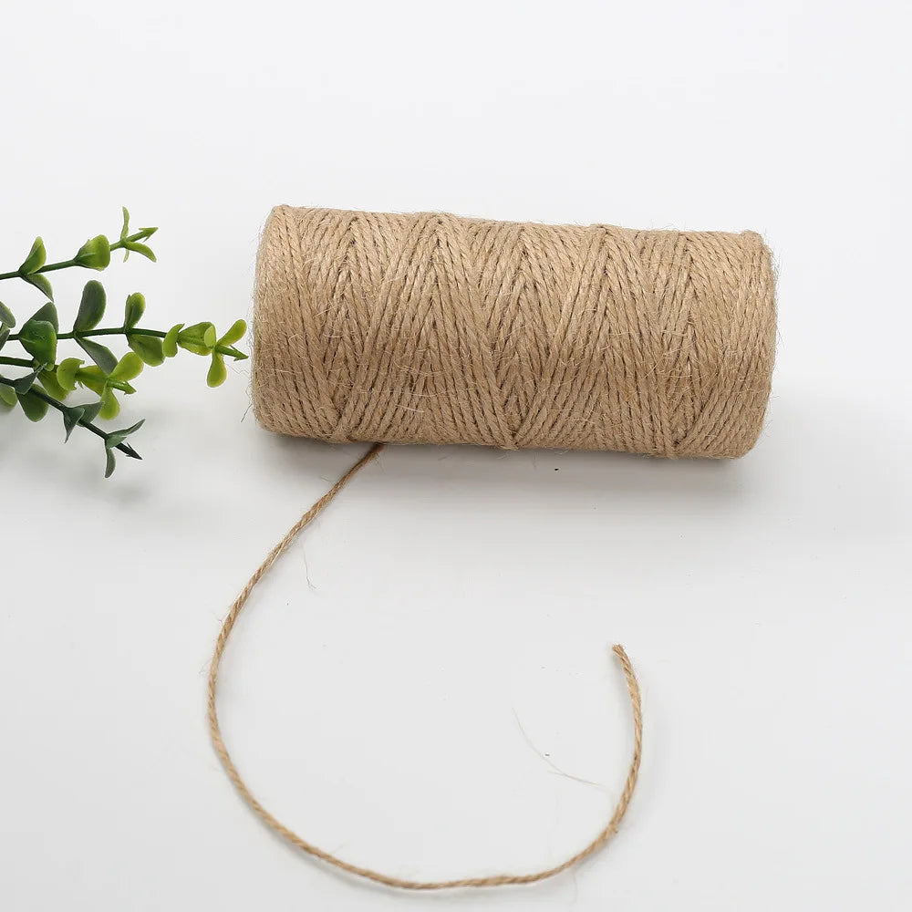 3 Rolls 100mx2mm Hemp Cords Twisted Macram Rope String Cord Gift Wrapping Ribbon Wedding Party Packaging Supplies DIY Crafts