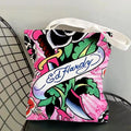 Fashion e-EdS H-HardyS Storage Bags Canvas Double-Sided Print Fashion Shoulder Tote Shopping Bag Gift Eco Handbags