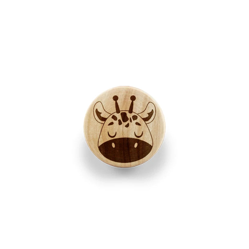 Eco-Friendly Wooden Engraved Animals Pattern Dresser Drawer Knobs Cabinet Pull Nature Wood Kids Children Room Furniture Handles