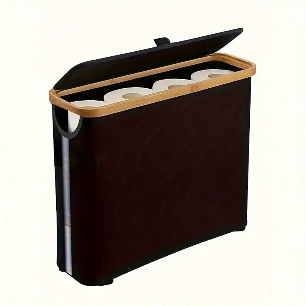 Bamboo Toilet Paper Holder , Multi-Functional Collapsible Bathroom, Bedroom, Dormitory Storage Basket, Laundry Basket