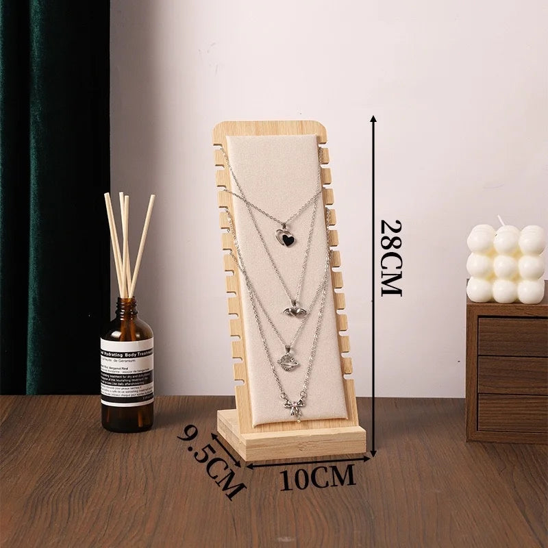 Bamboo and Wood Detachable Necklace Display Stand Hanging Rack Jewelry Pendant Display Stand Storage Rack