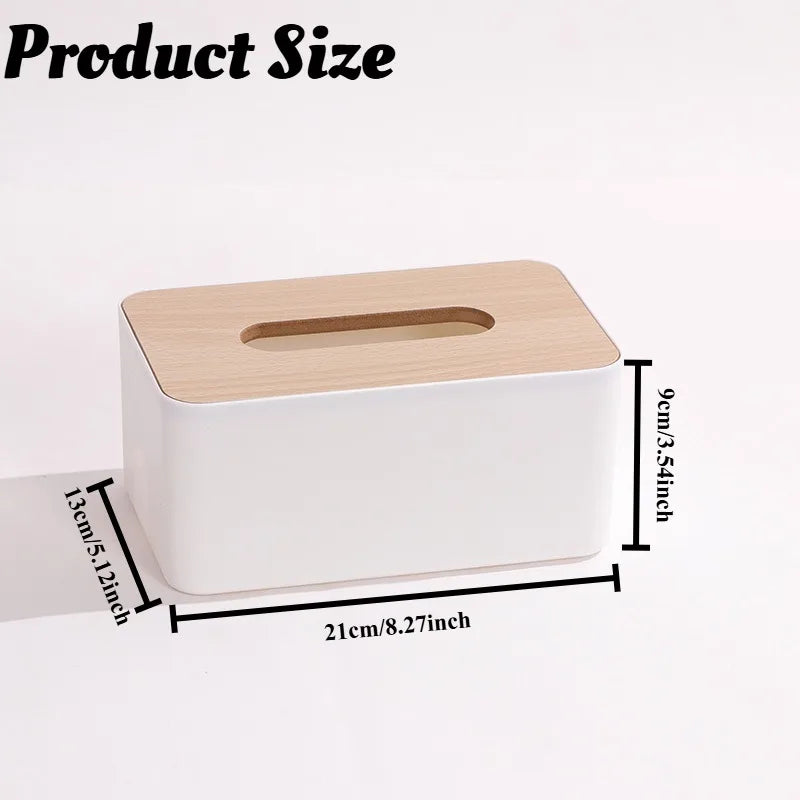 Bamboo Wood Tissue Box, Minimalist Multifunctional Desktop Organizer for Home Kitchen Bathroom Household Decor Supplies