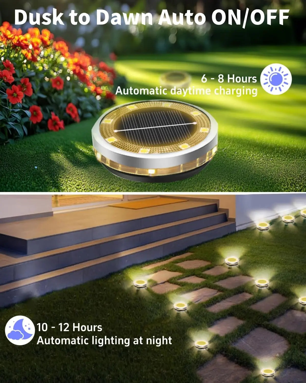 Solar Garden Lights Outdoor 8 LEDs Disk Underground Lamp With Side Light Spotlight Waterproof For Landscape Lawn Decor